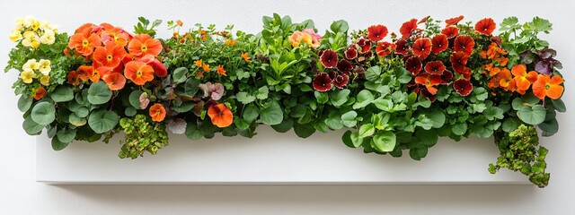 Naklejka premium Box flower garden plant white technology planter window flowerbed health. Green box flower pot garden grass house 3d grow april outdoor concept may outside vegetable medicine flat package spring urban