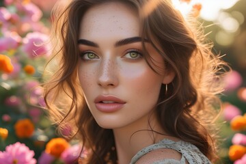 Fototapeta premium portrait of a woman with flowers