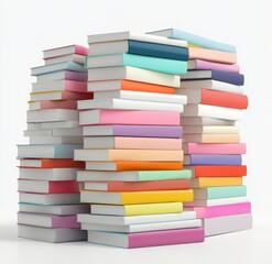 stacks of colorful books or notepads isolated on white background