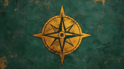 Vintage compass rose on grunge textured background.