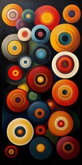 Abstract colorful concentric circles artwork.
