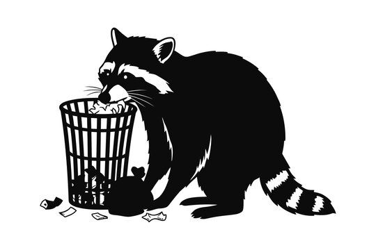 racon find garbage silhouette vector illustration.
