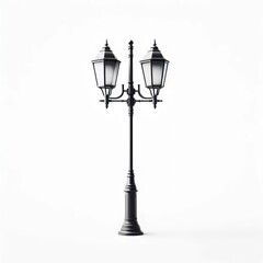 vintage street lamp, lamppost on white background