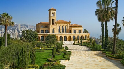 Fototapeta premium Majestic Palace with Lush Gardens