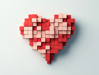 Colorful heart shape made from blocks on light background showcasing creativity and design