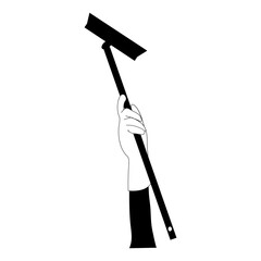 gloved hand holds brush for clinical company vector icon on white background