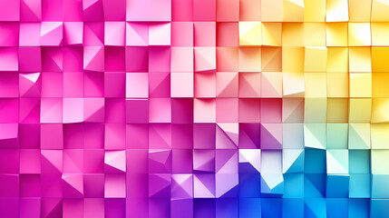 Obraz premium 3D Abstract Rainbow Cube background, three-dimensional digital artwork with numerous cubic shapes stacked together, a soft and inviting color palette 