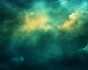 Fototapeta premium Teal and yellow nebula cloudscape.
