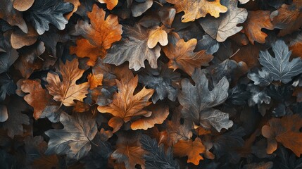 Autumn Leaves Dark And Orange Hues