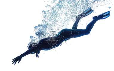 A Diver Performing a Dive on a White Background Isolated on Transparent Background PNG