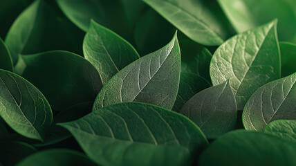 Obraz premium Green leaf background close up view. Nature foliage abstract of leave texture for showing concept of green business and ecology for organic greenery and natural product background. 3D illustration.
