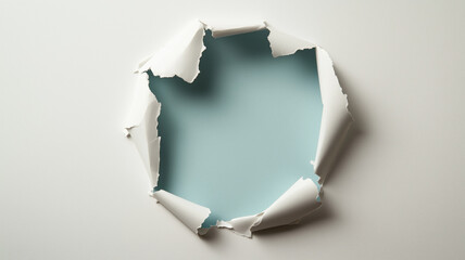 hole of paper ripped as a circle hole in center
