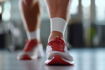 Gym workout Man's legs preparing to run