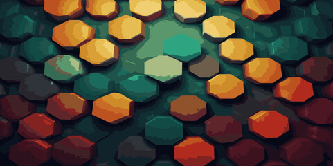 Abstract 3d hexagon gradient colorful with dark and  technology style honeycomb colorful dark background. Vector illustration.