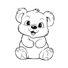 Fototapeta premium Cute Little Bear Outline Drawing for Fun Coloring