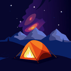 camping in the night
