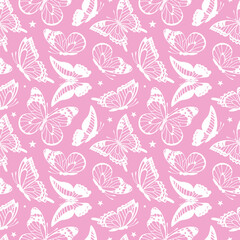 A whimsical vector illustration featuring a vibrant pink butterfly pattern, showcasing delicate wings adorned with intricate designs. Perfect for adding a touch of elegance and charm to any project.
