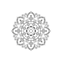 Decorative pattern mandala design. Easy Mandala Black and White Outline. Mandala for Coloring Pages