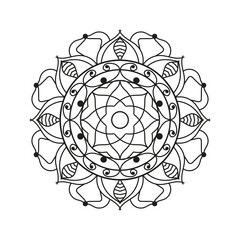 Decorative pattern mandala design. Easy Mandala Black and White Outline. Mandala for Coloring Pages