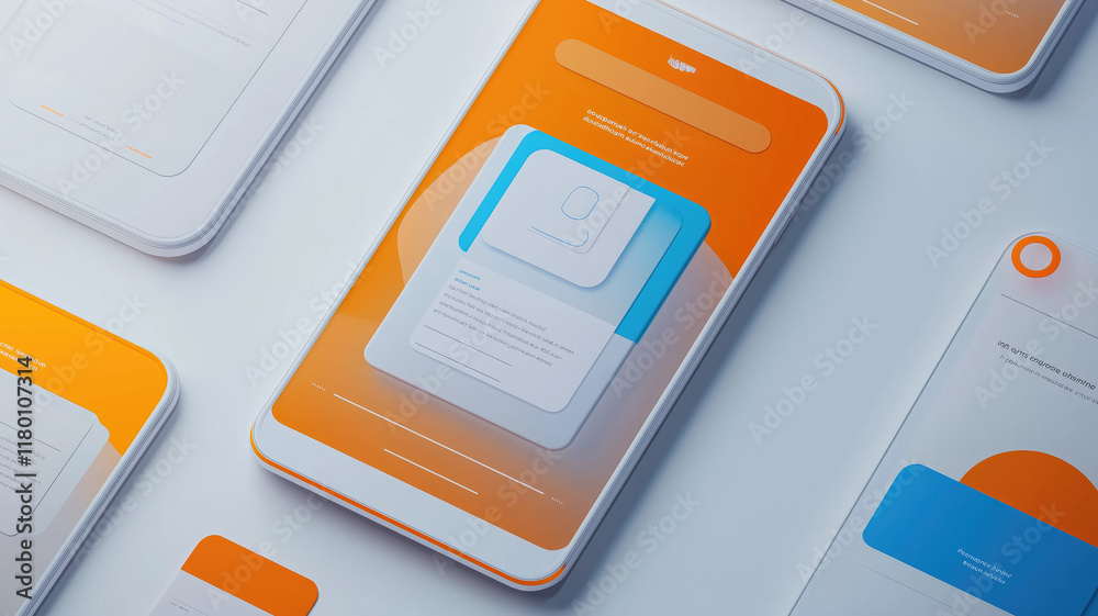 Wall mural modern user interface design template. conceptual mobile phone screen mock-up for application interf