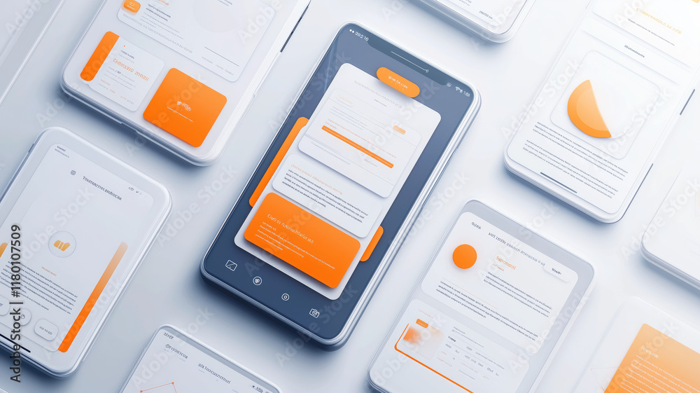Wall mural modern user interface design template. conceptual mobile phone screen mock-up for application interf