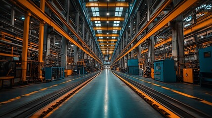 Obraz premium Industrial Factory Interior: A Glimpse into Manufacturing