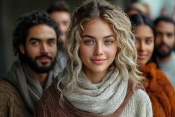 Group of diverse individuals with unique hairstyles and outfits captured in natural light, showcasing friendship and cultural diversity