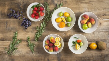 A Colorful Array of Fresh Fruits in Elegant Bowls