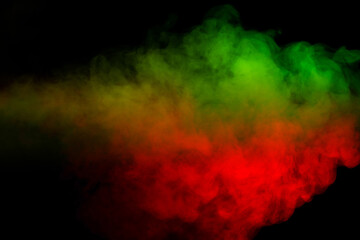 Purple and blue steam on a black background.