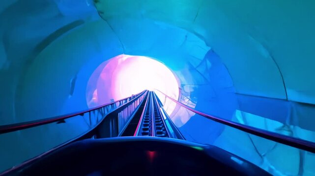 Horizontal video, roller coaster ride, first-person view