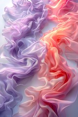 Fototapeta premium Pastel waves of pink, lavender, and peach merging on a clean white backdrop.