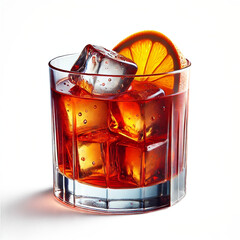 DRINK - Classic Negroni Cocktail on White Background