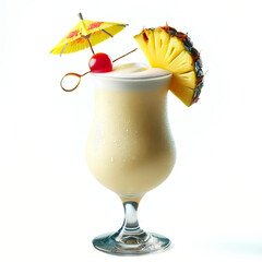 DRINK -  Classic Piña Colada Cocktail on White Background