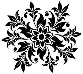 A  floral pattern on a white background. floral abstract background. Ornate black and white floral design for decorative use.