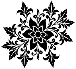 A  floral pattern on a white background. floral abstract background. Ornate black and white floral design for decorative use.