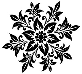 A  floral pattern on a white background. floral abstract background. Ornate black and white floral design for decorative use.