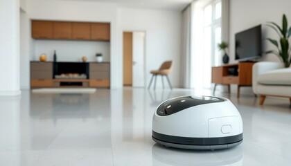 Smart Home Cleaning Robot in Modern Living Room