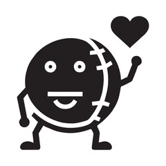 Valentine's Day, American ball smile funny vector silhouette illustration