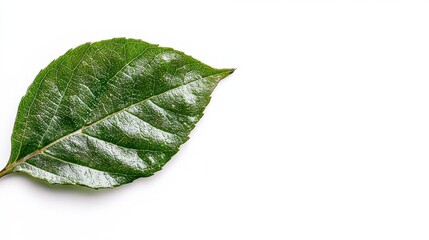 Obraz premium A single green leaf on a white background