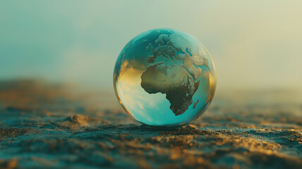 World environment and earth day concept with glass globe and eco friendly environment