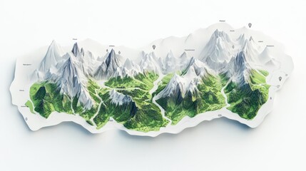 Obraz premium A stunning 3D model of mountains and valleys in vivid detail.