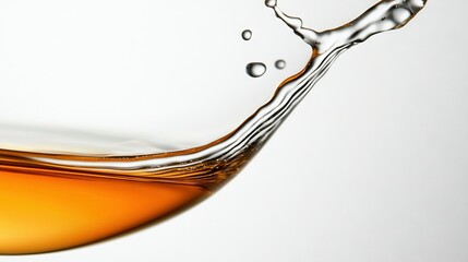   A high-resolution image captures a wine glass with a clear liquid and a single droplet falling from the rim