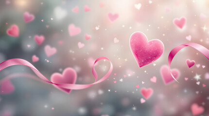 pink heart space and the love concept on valentine day background with hearts.