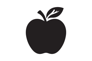 Black apple icon silhouette illustration with white background. 2