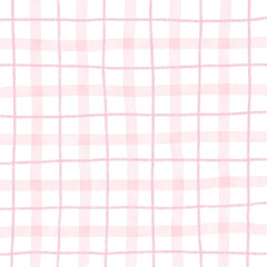 Pink Plaid Gingham Hand Drawn Background Pattern Overlay