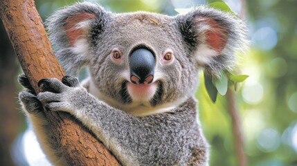 Fototapeta premium A koala bear sitting on top of a tree branch