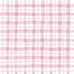 Pink Plaid Gingham Hand Drawn Background Pattern Overlay