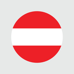 Round Austria flag icon. Austrian national symbol. Flag of Austria round icon, badge or button.  Vector illustration. eps 10.
