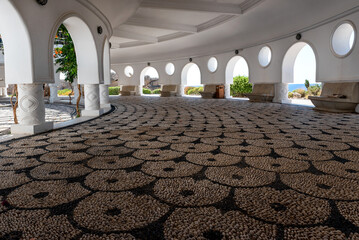 The beautiful buildings at Kallithea Springs constructed in the 1930s, Rhodes Island, Greece, Europe. Kallithea Therms, Kallithea Springs located at the bay of Kallithea on Rhodes island, Greece.