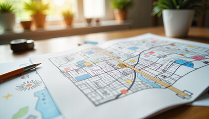 Fototapeta premium Creative Manhattan map design in a studio, artistic expression